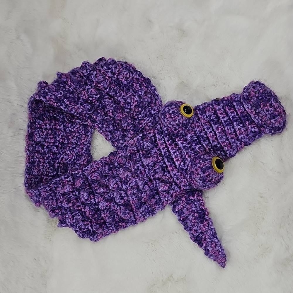 Purple Handmade Crochet  Alligator/ Gator Scarf